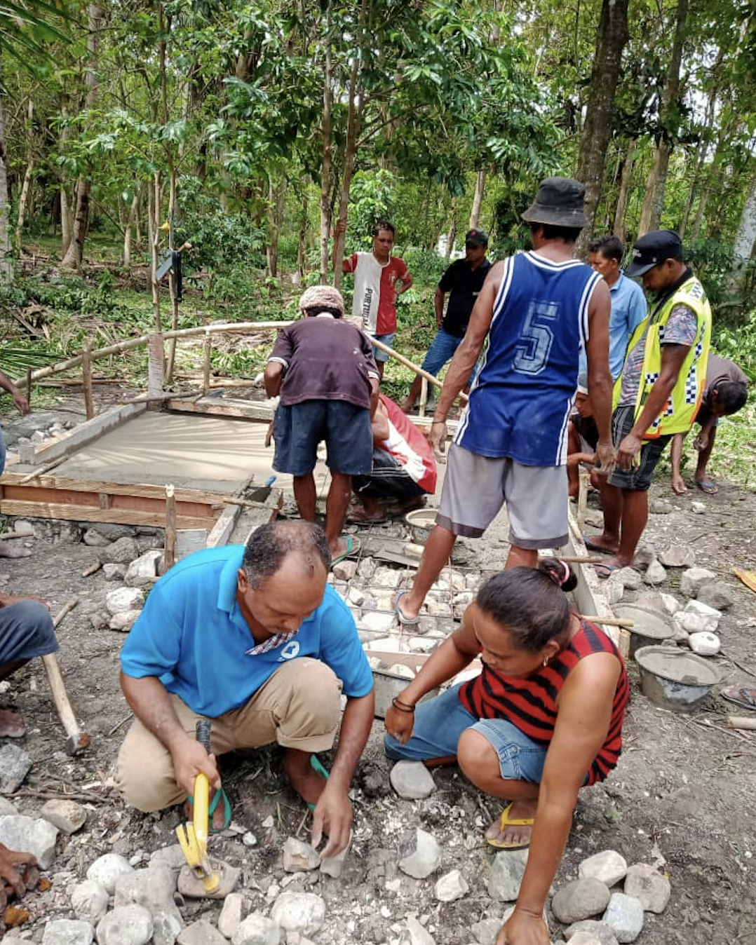 Community members in Timor-Leste helping to construct some of the new facilities